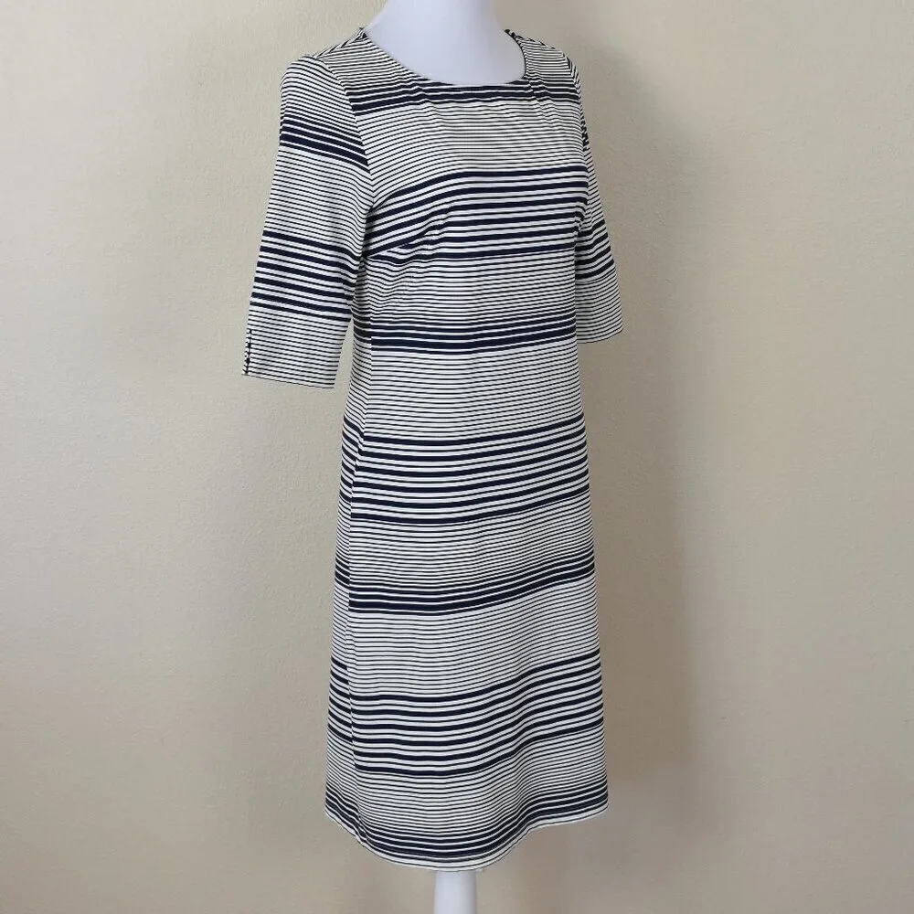 Ellie Kai Stripe 3/4 Sleeve Dress Navy/White 4 - Picture 7 of 9
